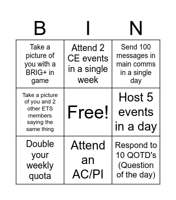 ETS Summer Bingo Board Bingo Card
