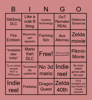 It is June 9th 2026 Bingo Card