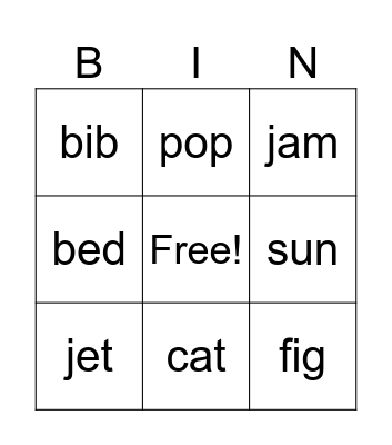 cvc final class Bingo Card