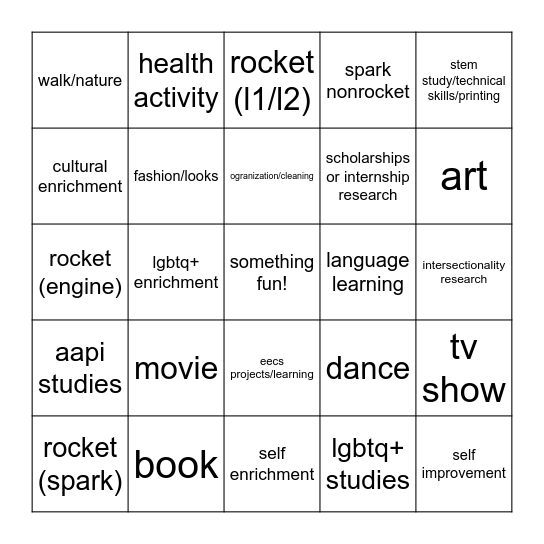 june Bingo Card