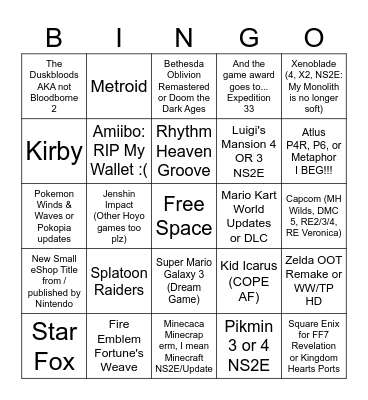 Brenden's 6/9/2026 Direct Bingo Card Bingo Card