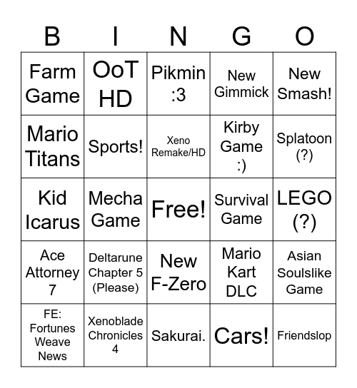 Direct Predictions Bingo Card