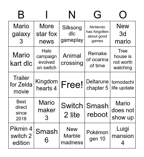 Direct Bingo Card