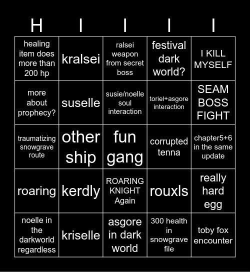 DELTARUNE CHAPTER 5 BINGO Card