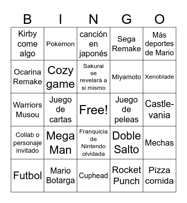 NINTENDO DIRECT JUNIO 2026 Bingo Card