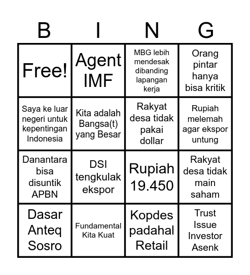 Speed Run Indonesia Bubar Bingo Card