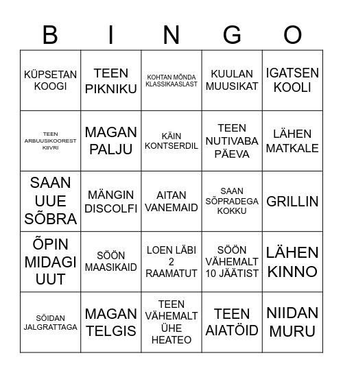 SUVEBINGO Card