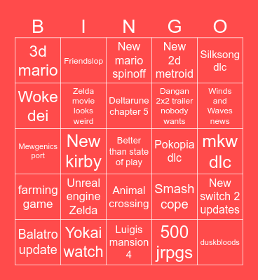 Nintendo Direct June 2026 Bingo Card