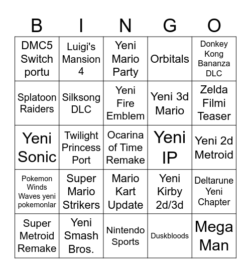 Nintendo Direct 09/06/12026 Bingo Card