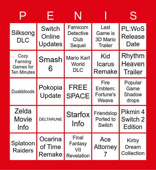 Nintendo Direct Bingo - 06/09/2026 Bingo Card