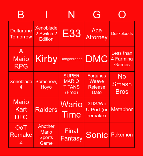 6/9 Direct Bingo Card