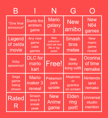 Nimtendo direct june 2026 Bingo Card