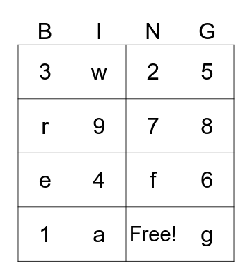 Test Bingo Card