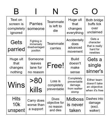 Johanna Fourth Game Bingo Card