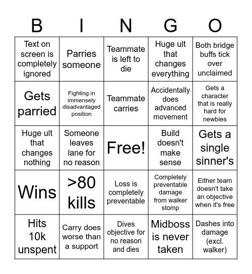 Johanna Fourth Game Bingo Card