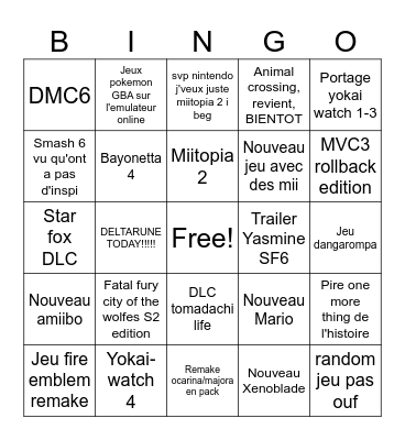 NINTENDO DIRECT 2026 Bingo Card