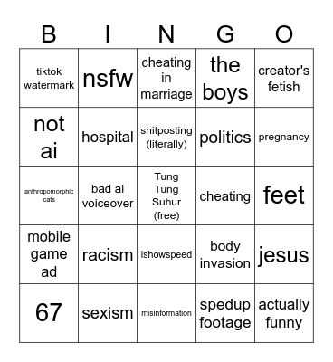 facebook ai slop bingo Card