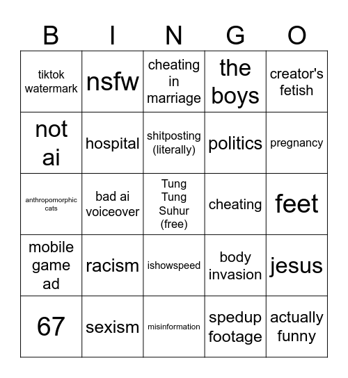 facebook ai slop bingo Card