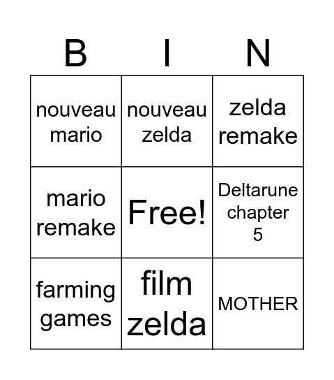 Nintendo direct 09.06.2026 Bingo Card