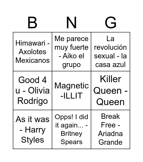 Pride bingo Card
