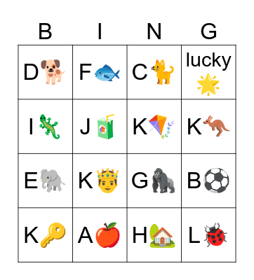 PHONICS Bingo Card