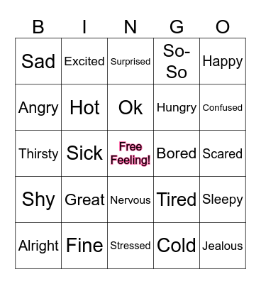 BIG FEELINGS BINGO Card