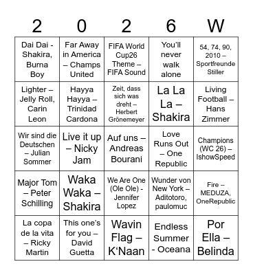 WM-Songs Bingo Card
