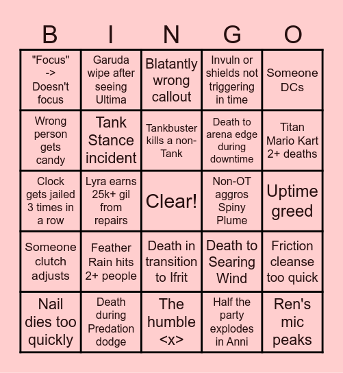 Shaco Static UWU Totem Run Bingo Card