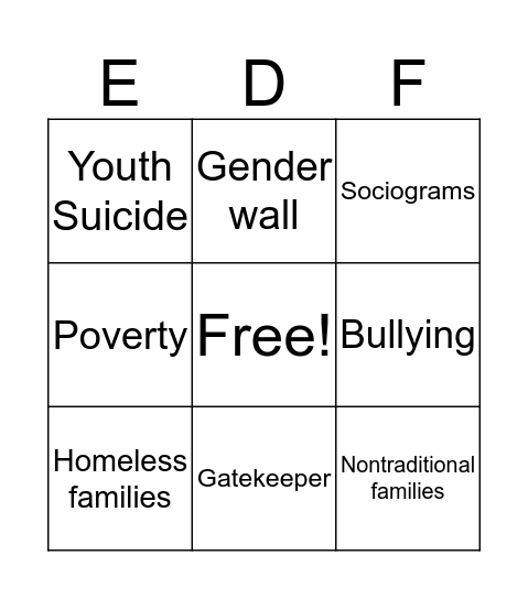 EDF2005 BINGO! Bingo Card