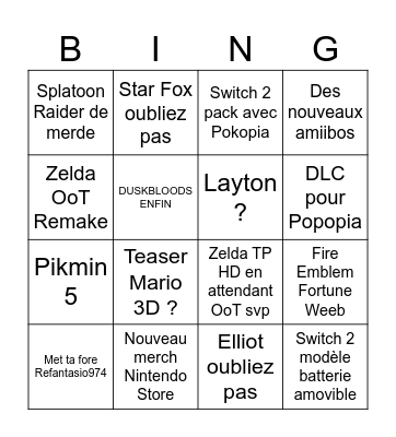 Nintengro Erect Bingo Card