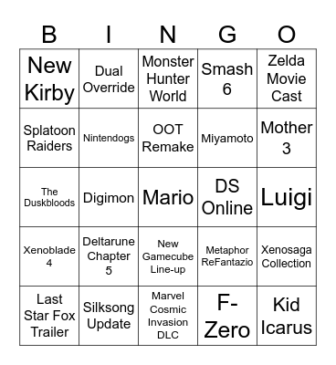 Nintendo Direct (June 2026) Bingo Card
