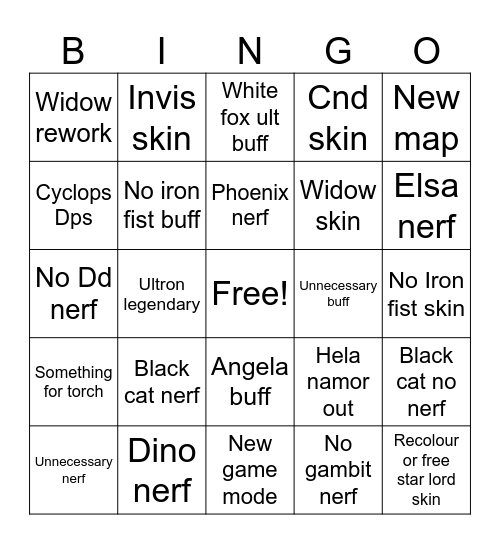 Rivals bingo Card