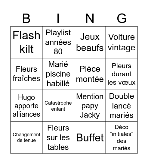 Mariage Vic et Morgan Bingo Card