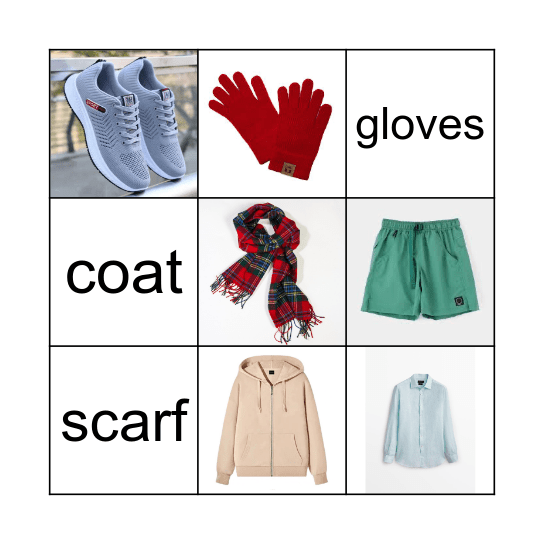 Clothes, clothes, clothes! Bingo Card