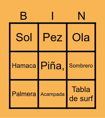 BINGO DEL VERANO Bingo Card