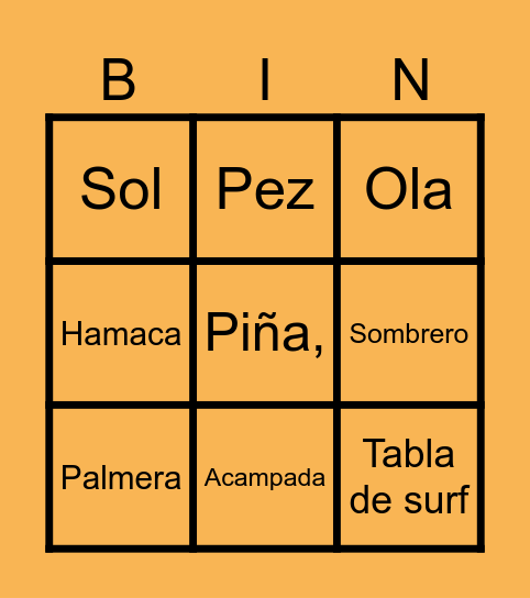 BINGO DEL VERANO Bingo Card