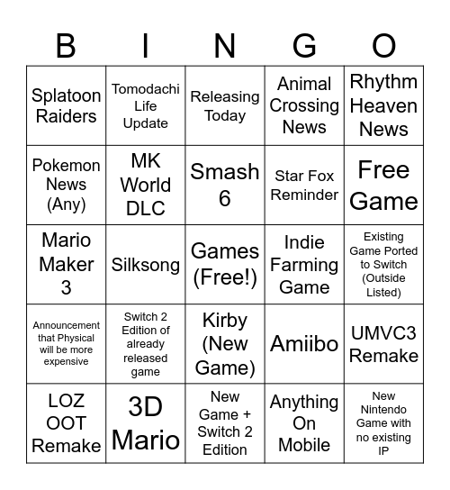 Direct Bingo Card
