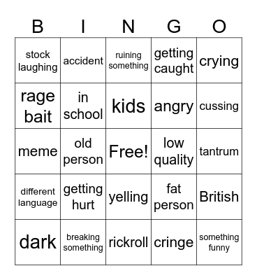 try not to laugh Bingo Card