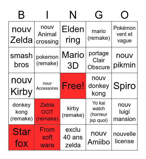 Nintendo Bingo Card