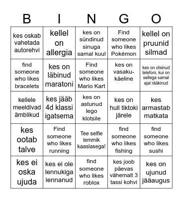 Leia keegi ... Bingo Card