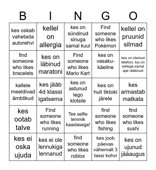 Leia keegi ... Bingo Card