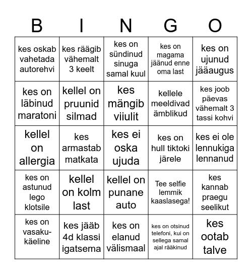 Leia keegi ... Bingo Card