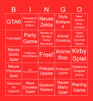 Nintendo Direct 09.06.2026 Bingo Card