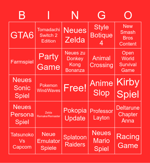 Nintendo Direct 09.06.2026 Bingo Card