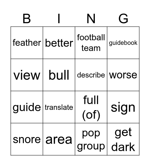 5D Bingo Card