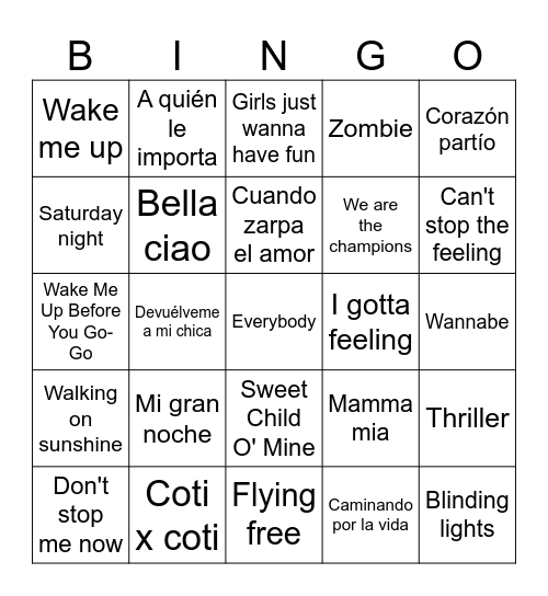 Bingo musical Bingo Card