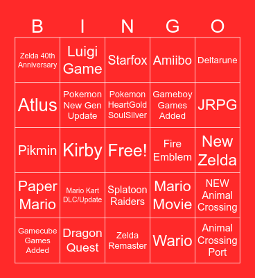 Nintendo Direct - 9th June Edition Bingo Card