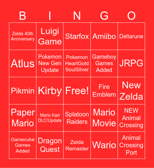 Nintendo Direct - 9th June Edition Bingo Card