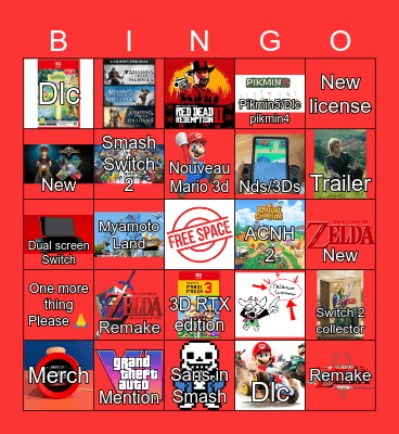 Nintendo Direct 09/06/26 Bingo Card