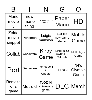 DIRECT Bingo Card